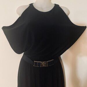 Elegant Jones New York summer stylish black stretchy dress with belt
